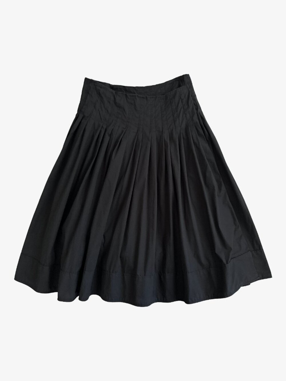 Black Pleated Cotton Poplin Midi Wrap Skirt by Proenza Schouler